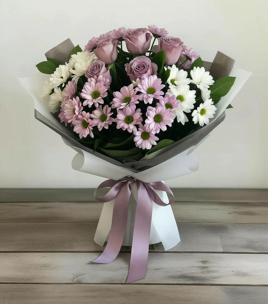 Букет цветов из: Хризантемы и Розы в Чухломе