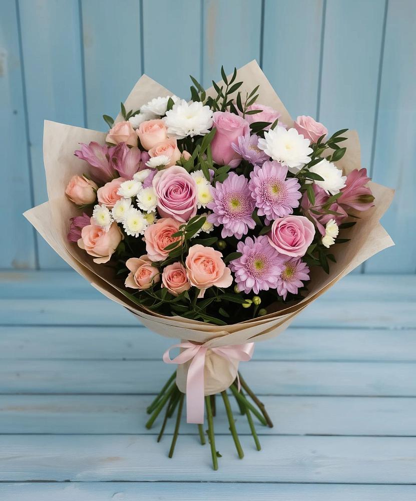 Букет цветов из: Хризантемы, Розы и Альстромерии в Чухломе