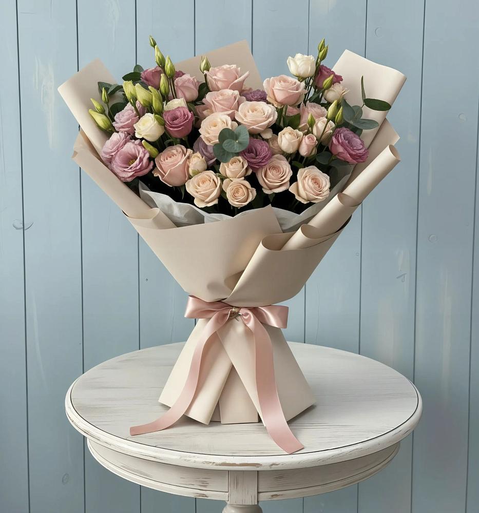 Букет цветов из: Розы и Лизиантусы в Чухломе