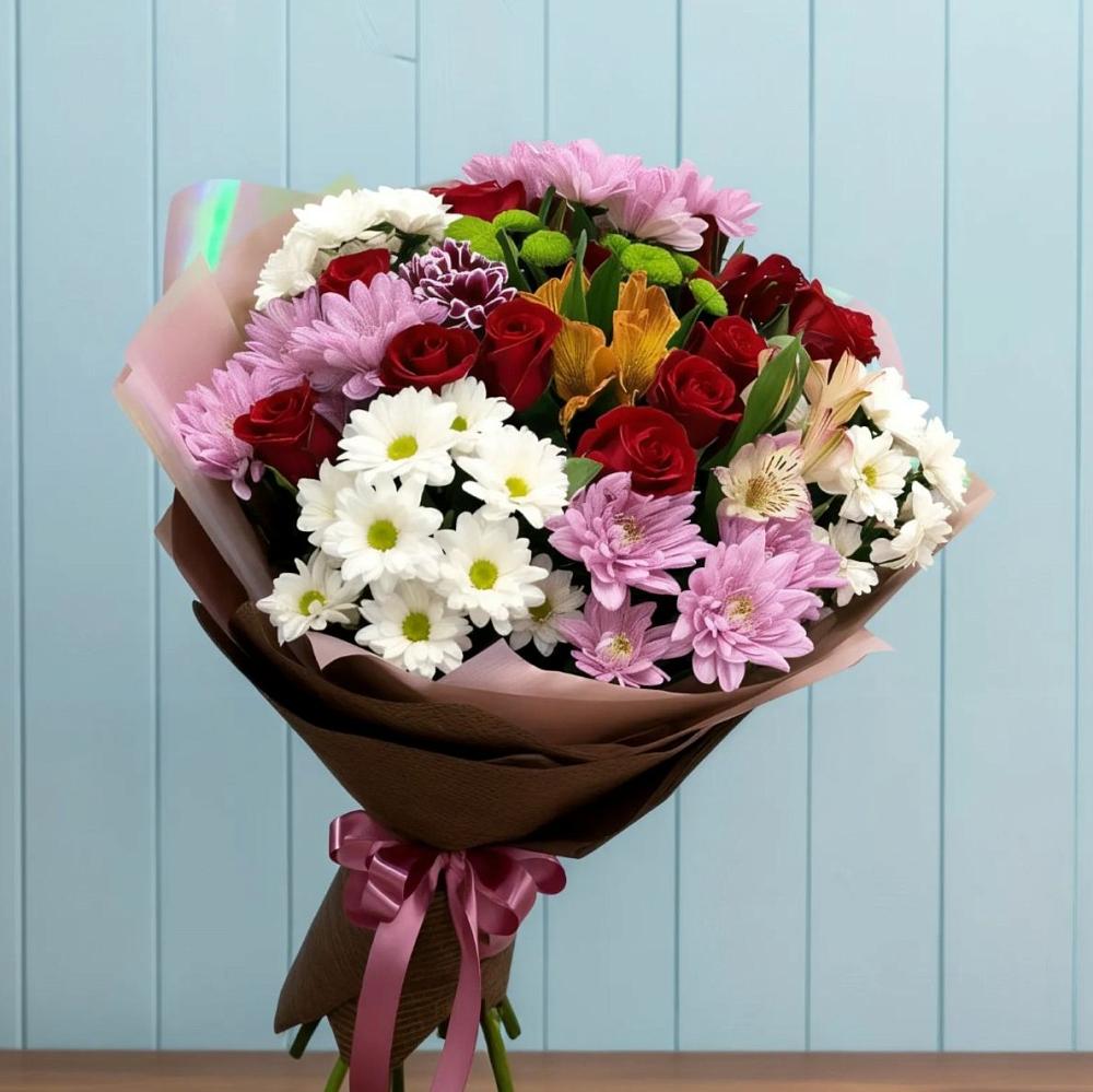 Букет цветов из: Розы, Хризантемы и Альстромерии в Чухломе