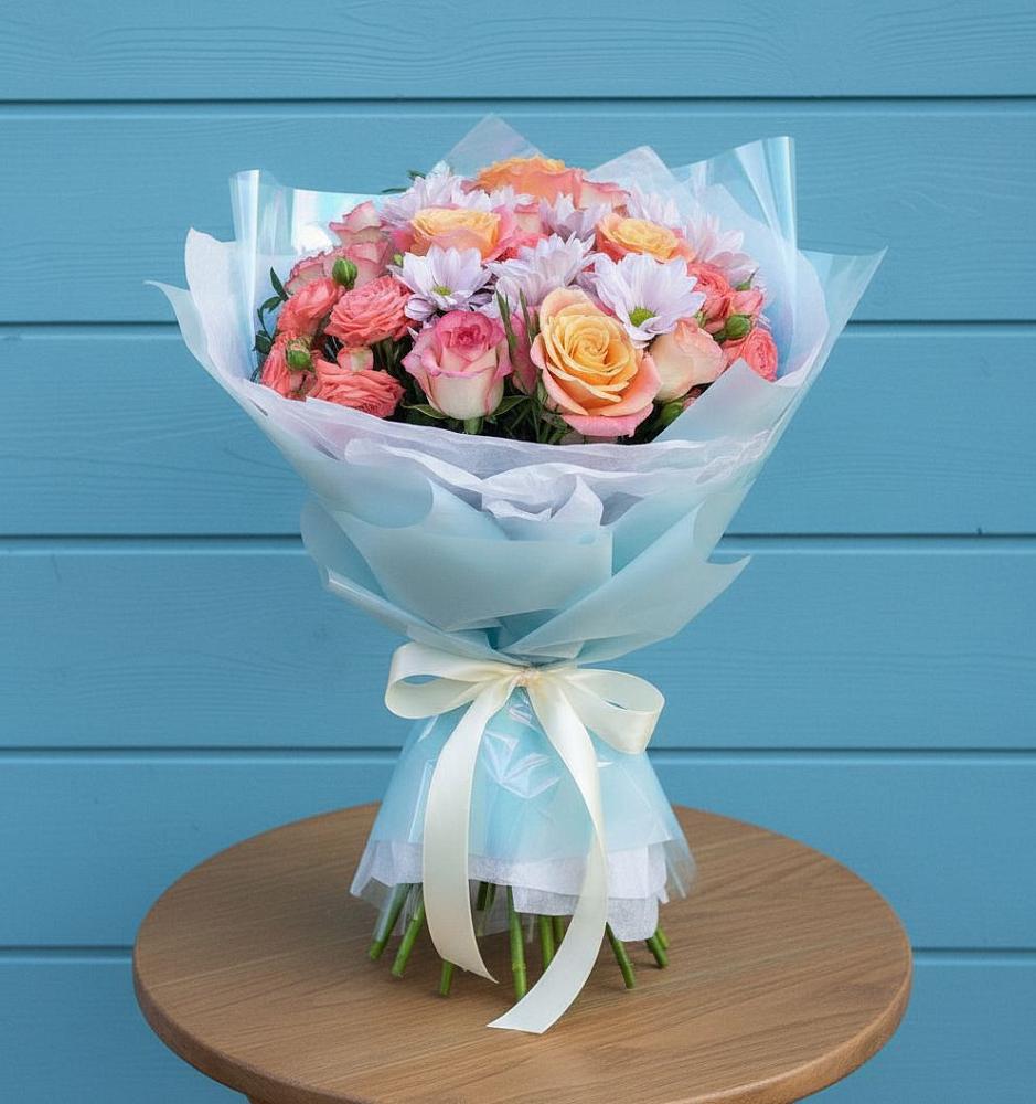 Букет цветов из: Хризантемы и Розы в Чухломе