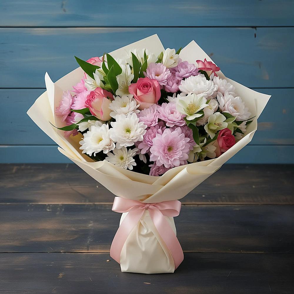 Букет цветов из: Хризантемы, Альстромерии и Розы в Чухломе